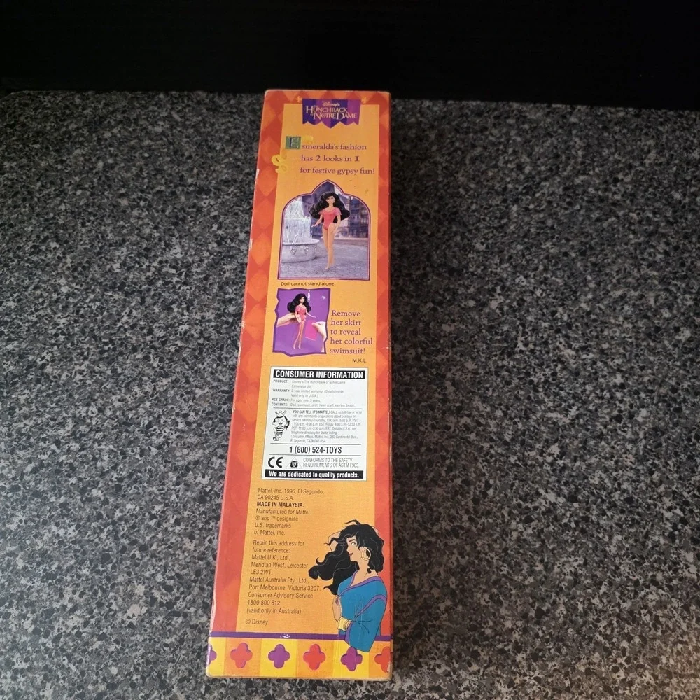 Vintage Disney Hunchback‎ of Notre Dame Esmeralda Doll 1996 Mattel NRFB In Box